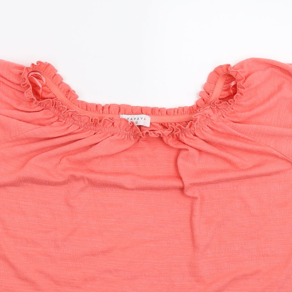 Papaya Womens Pink   Basic T-Shirt Size 12