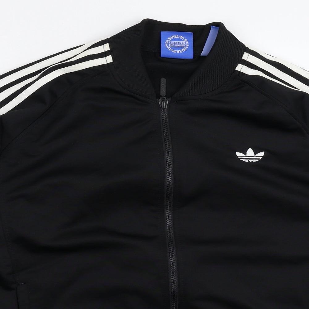 adidas Mens Black Striped  Varsity Jacket Jacket Size XL
