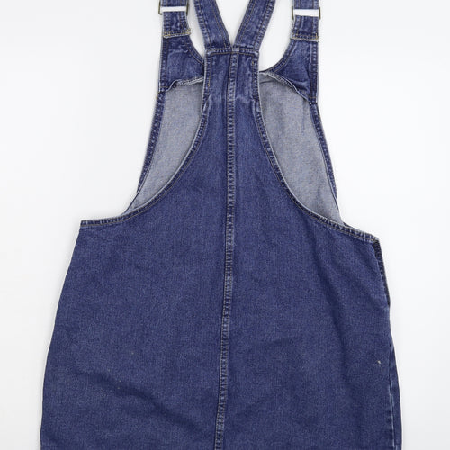 Denim & Co. Womens Blue  Denim Pinafore/Dungaree Dress  Size 14