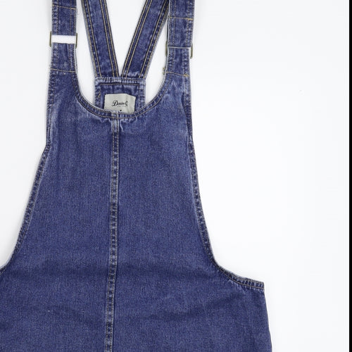 Denim & Co. Womens Blue  Denim Pinafore/Dungaree Dress  Size 14