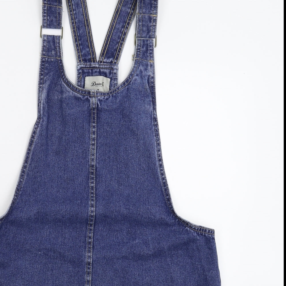 Denim & Co. Womens Blue  Denim Pinafore/Dungaree Dress  Size 14