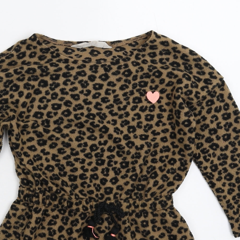 H&M Girls Multicoloured Animal Print  Jumper Dress  Size 3-4 Years