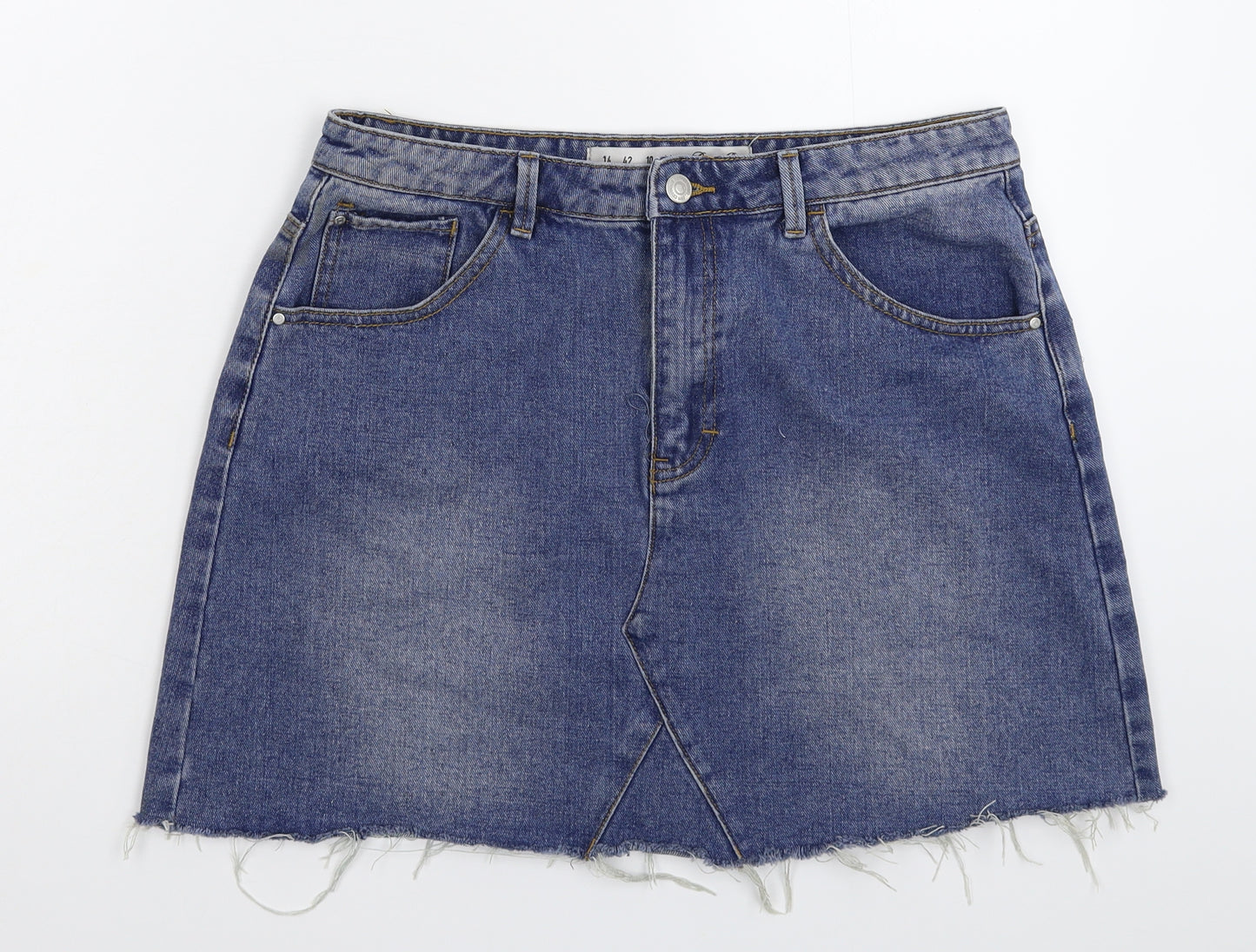 Denim & Co. Womens Blue  Denim A-Line Skirt Size 14