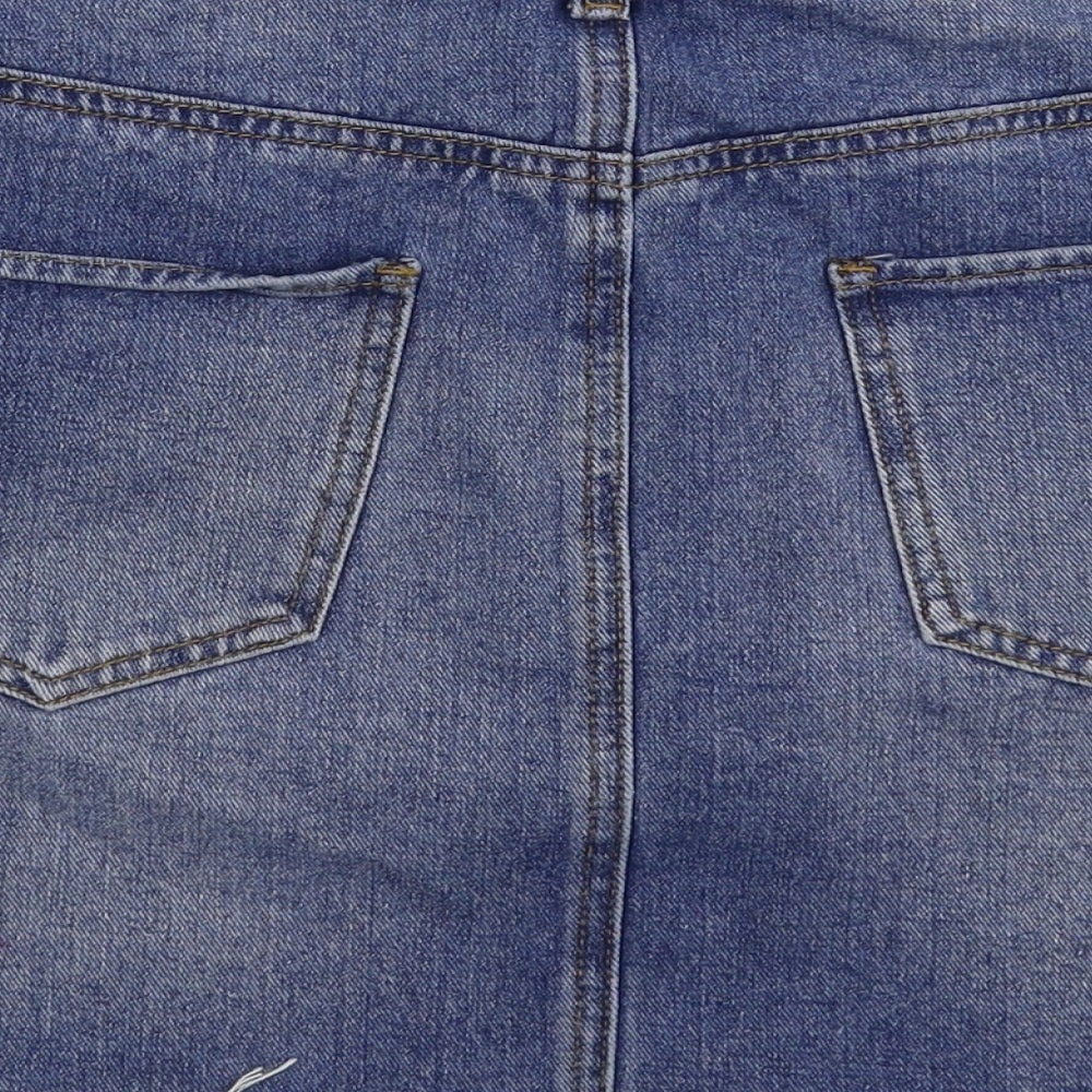 Denim & Co. Womens Blue  Denim A-Line Skirt Size 14