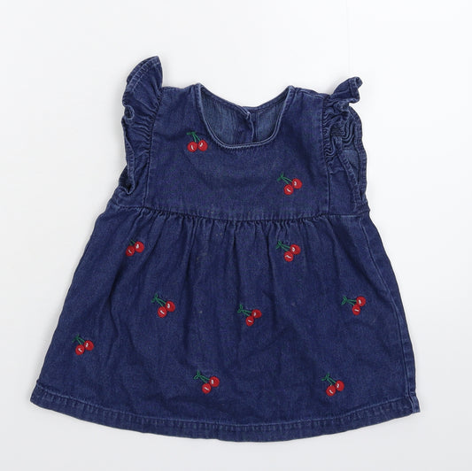 Front view of Matalan girls’ blue denim fit & flare, size 2-3, years