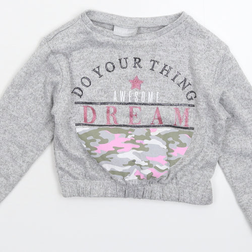 Matalan Girls Grey   Pullover Jumper Size 4 Years