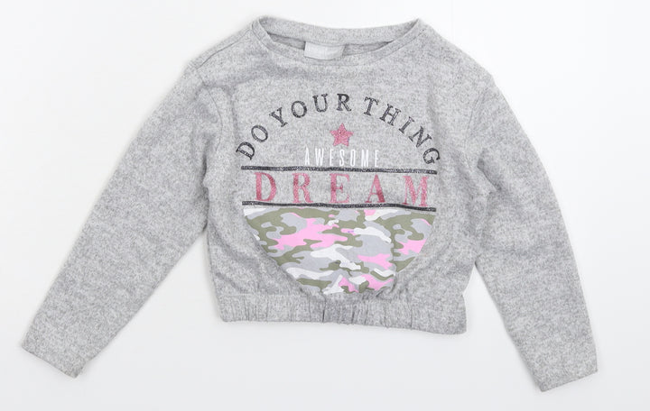 Matalan Girls Grey Pullover Jumper Size 4 Years