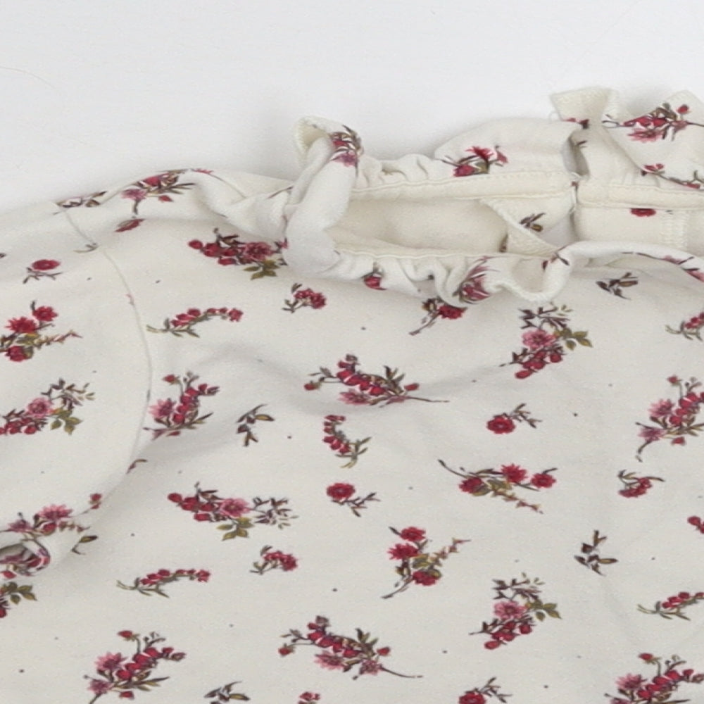 NEXT Girls White Floral  Pullover Sweatshirt Size 3-4 Years
