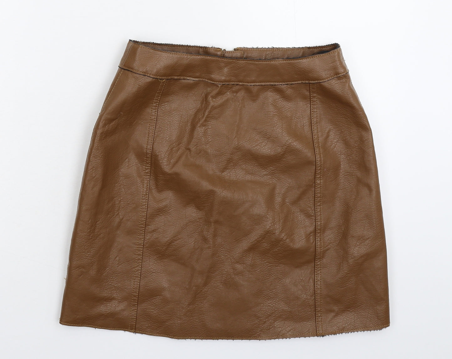 River Island Womens Brown   A-Line Skirt Size 6  - Faux Leather