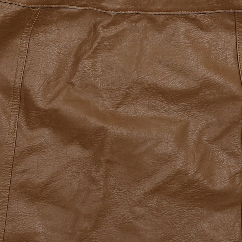River Island Womens Brown   A-Line Skirt Size 6  - Faux Leather