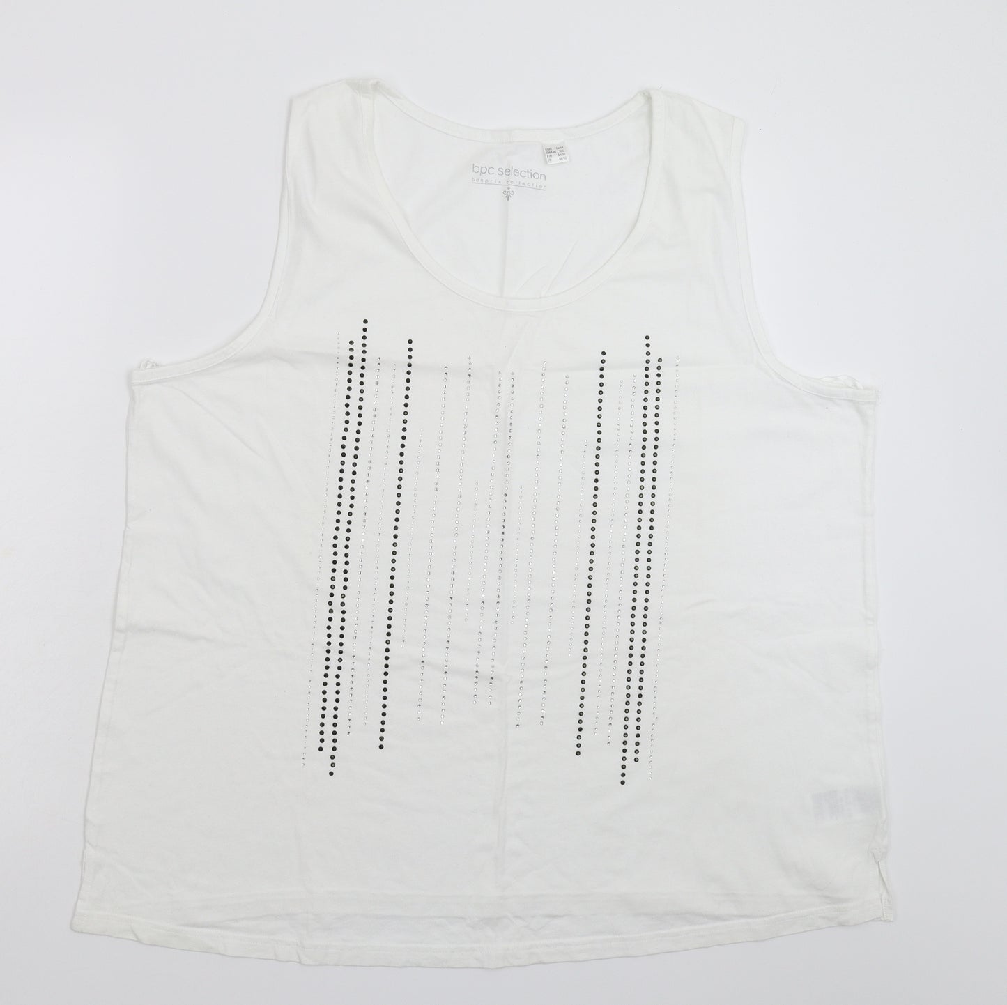bonprix Womens White Striped  Basic Tank Size 2XL  - Oversized