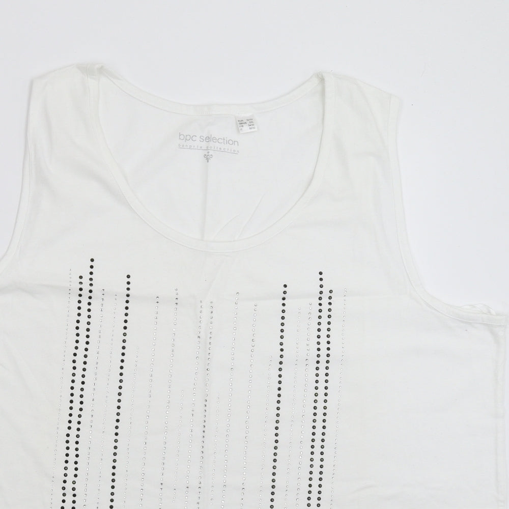 bonprix Womens White Striped  Basic Tank Size 2XL  - Oversized