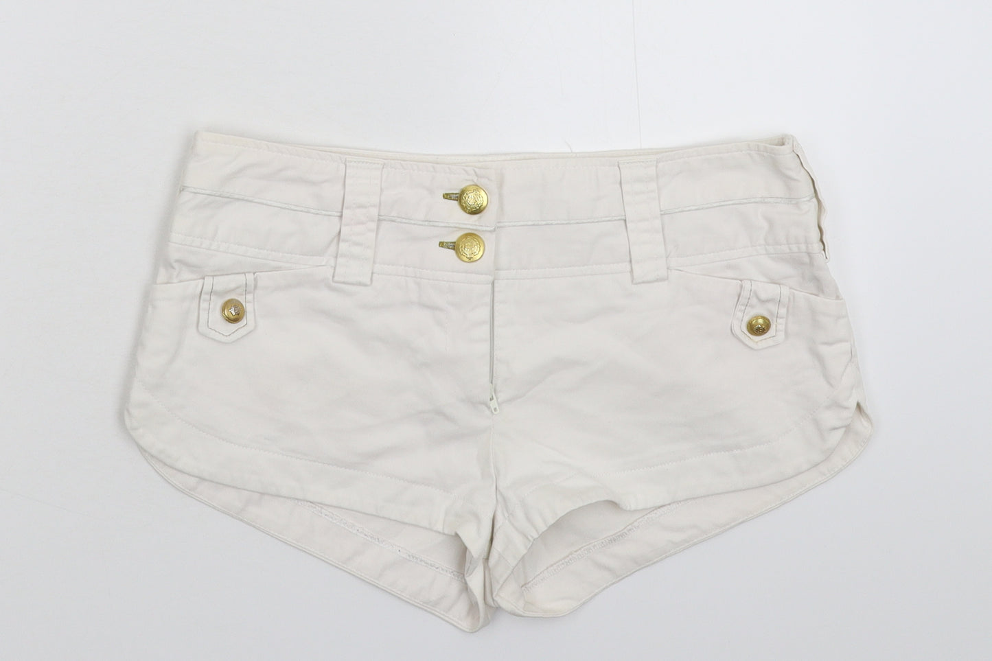 River Island Womens White  Denim Hot Pants Shorts Size 10