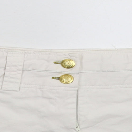River Island Womens White  Denim Hot Pants Shorts Size 10