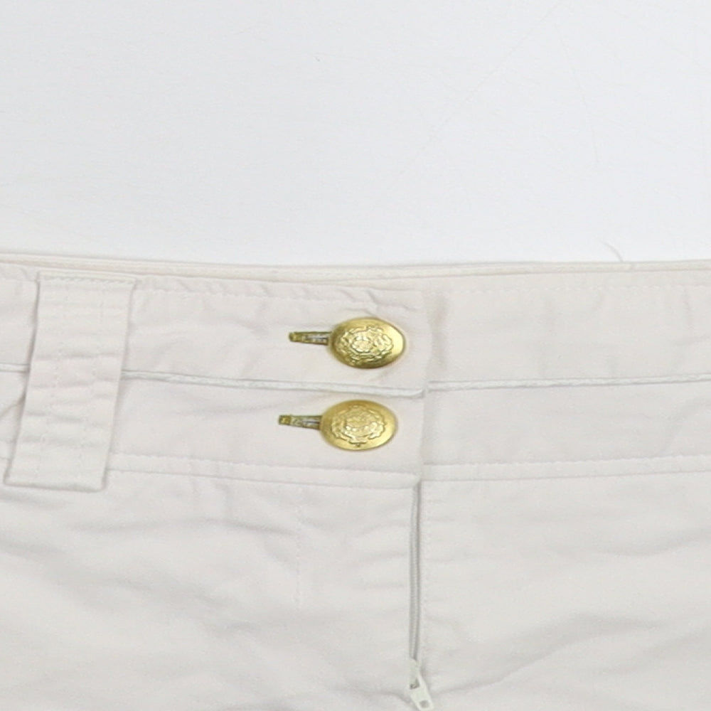 River Island Womens White  Denim Hot Pants Shorts Size 10
