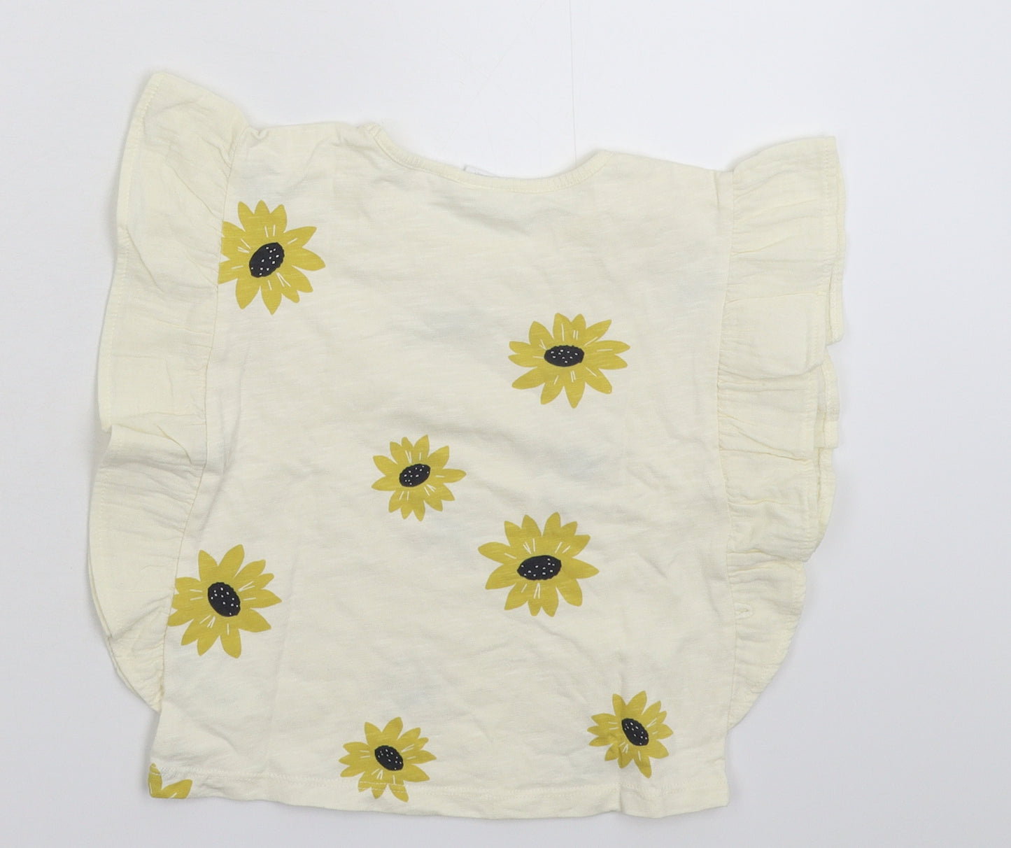 Zara Girls White Floral  Basic T-Shirt Size 2-3 Years