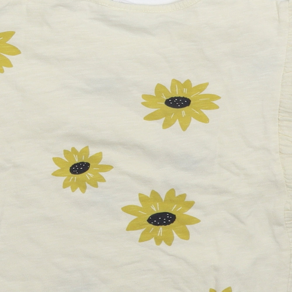 Zara Girls White Floral  Basic T-Shirt Size 2-3 Years