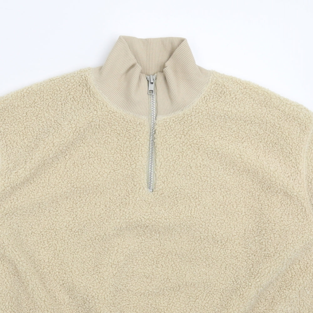 Topshop Womens Beige  Fleece Jacket  Size 6  - Oversized
