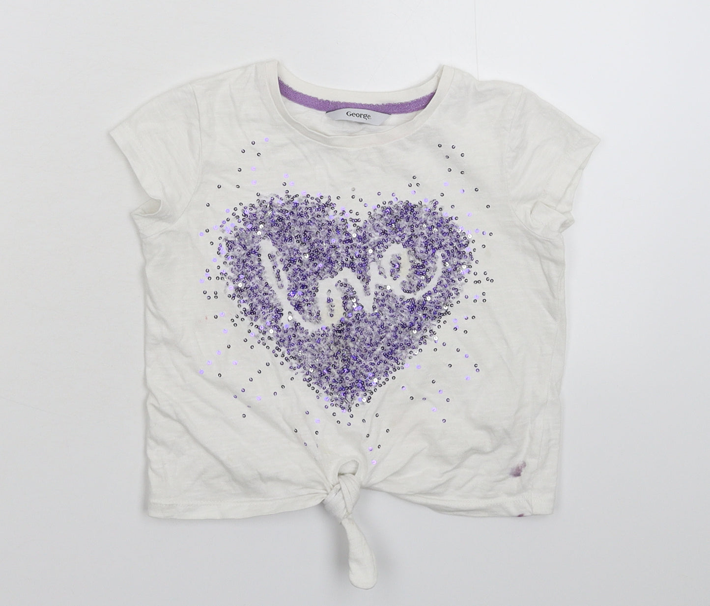 George Girls White   Basic T-Shirt Size 4-5 Years
