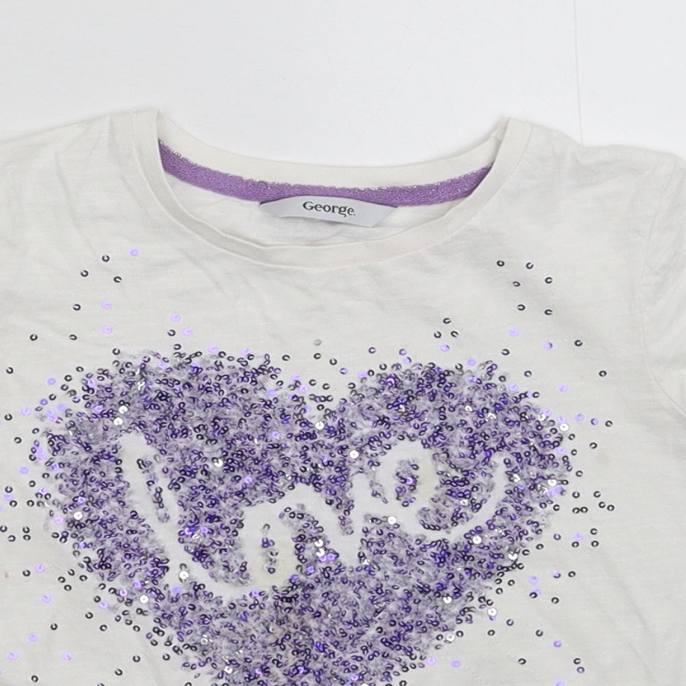 George Girls White   Basic T-Shirt Size 4-5 Years