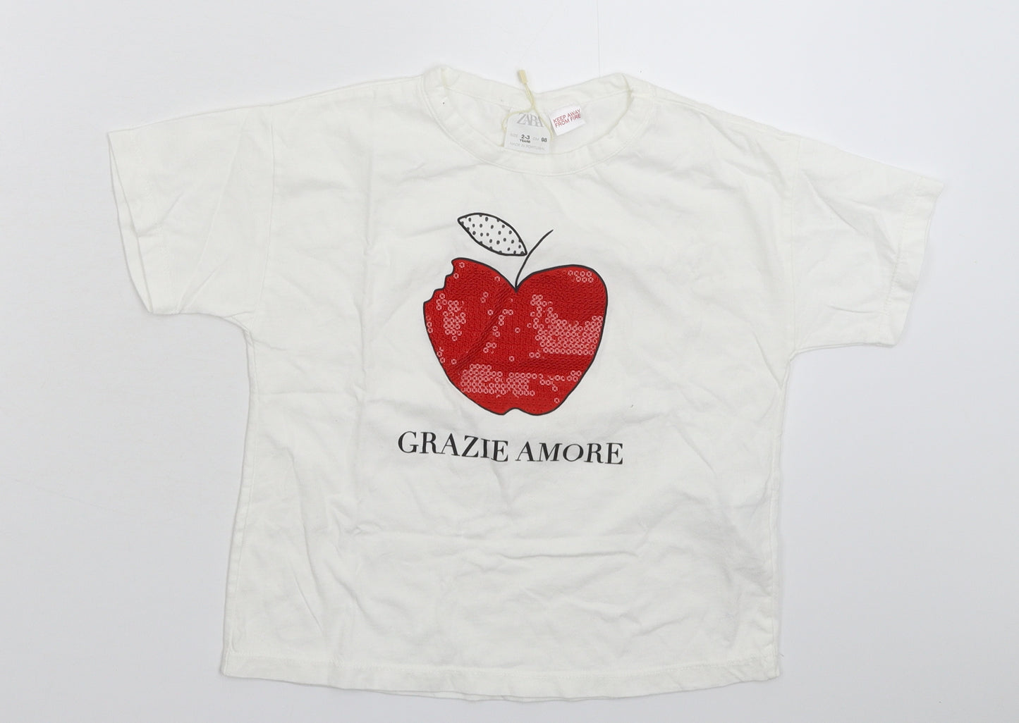 Zara Boys White   Basic T-Shirt Size 2-3 Years