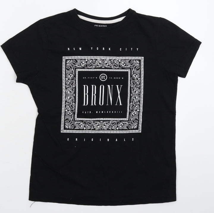 Primark Boys Black Basic T-Shirt Size 10-11 Years