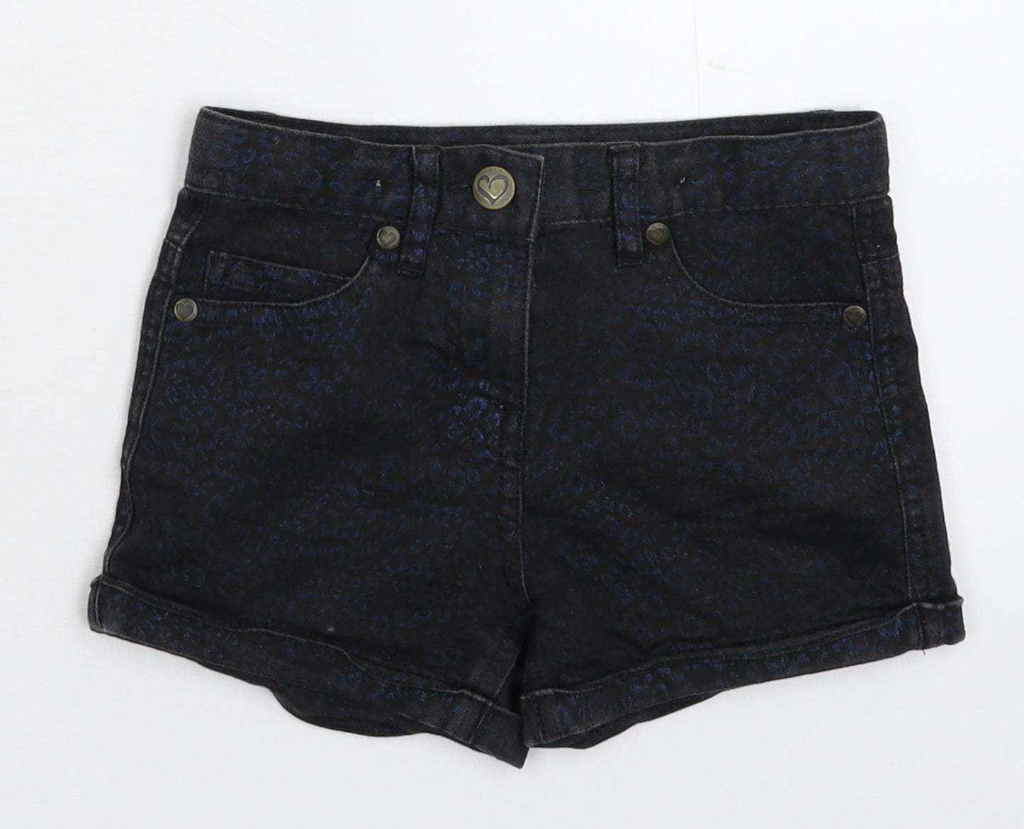 George Girls Blue Animal Print Denim Hot Pants Shorts Size 4-5 Years
