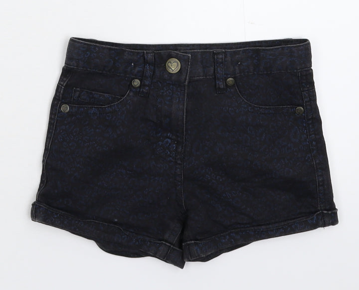 George Girls Blue Animal Print Denim Hot Pants Shorts Size 4-5 Years