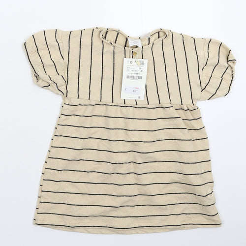 Zara Girls Beige Striped  Jumper Dress  Size 2-3 Years