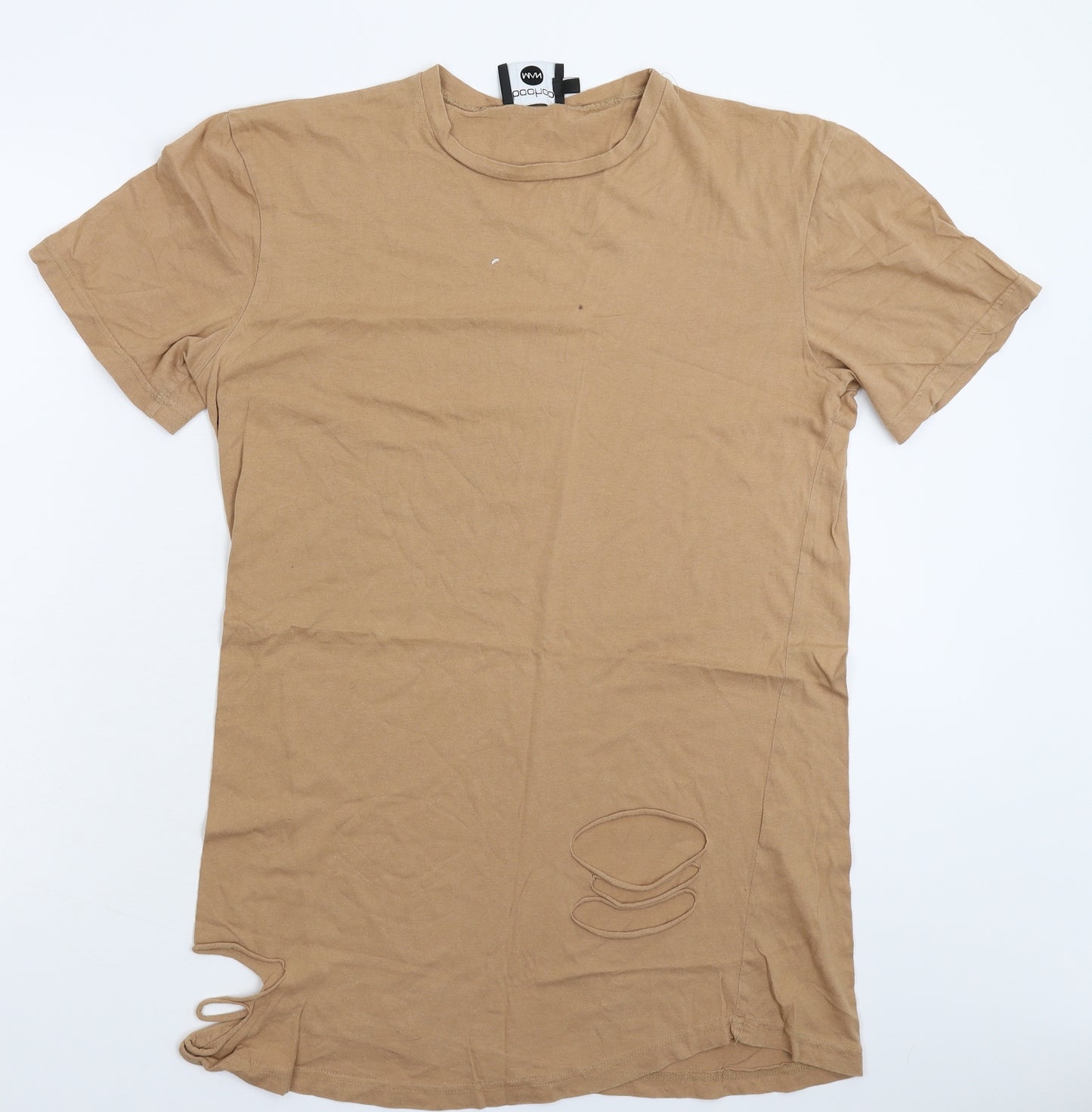 Boohoo Mens Beige    T-Shirt Size M  - Distressed