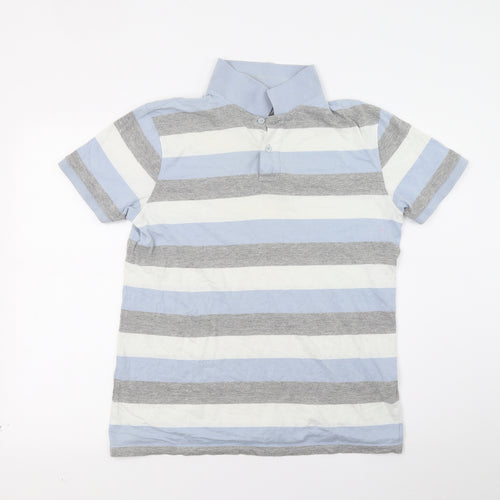 Ceader wood state Mens Blue Striped   Polo Size M
