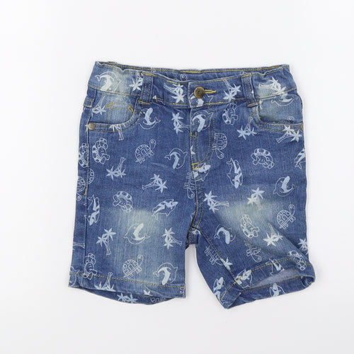 So cute Boys Blue  Denim Bermuda Shorts Size 2 Years - Whale Print