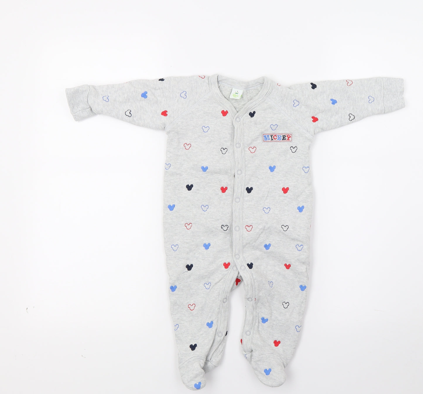 Disney Baby Grey   Babygrow One-Piece Size 6-9 Months  - Mickey and Friends