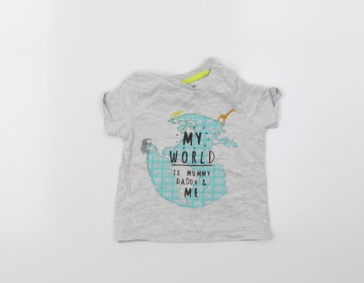 F&F Baby Grey Jersey Basic T-Shirt Size 6-9 Months