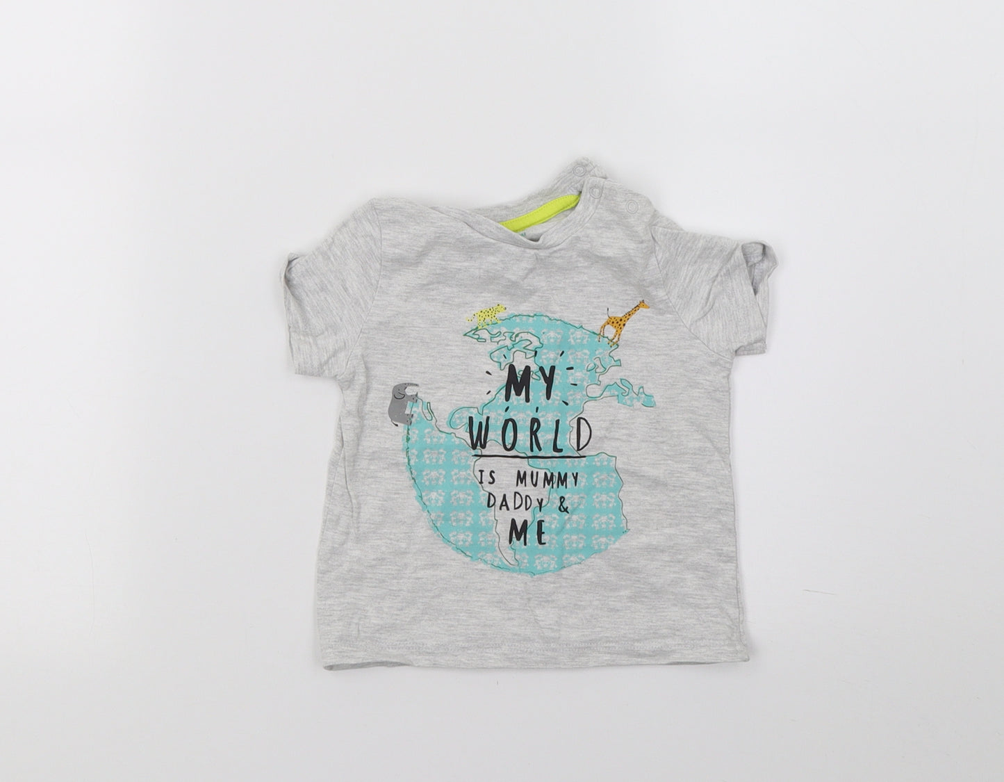 F&F Baby Grey  Jersey Basic T-Shirt Size 6-9 Months