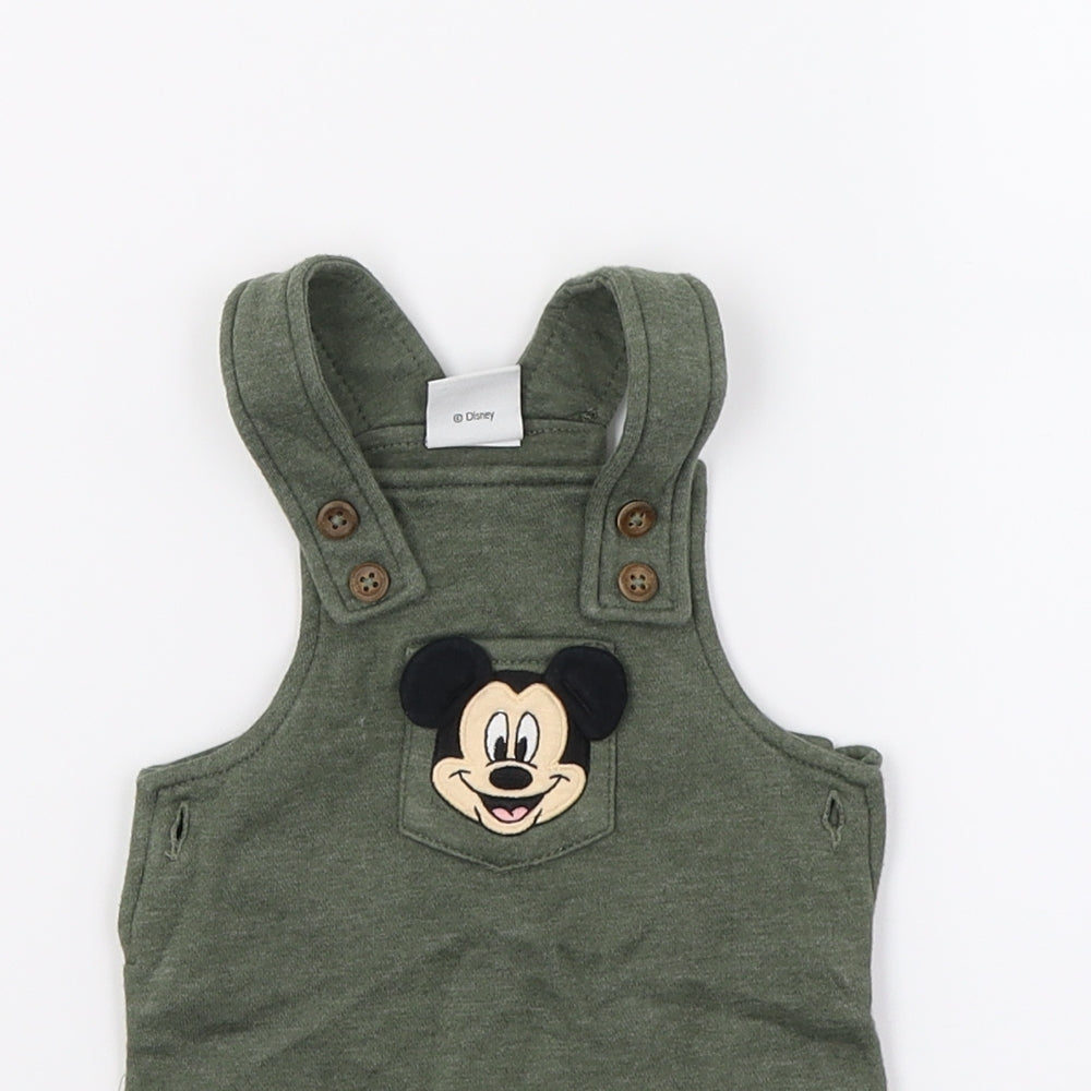 Disney  Green   Dungaree One-Piece Size 0-3 Months  - mickey mouse