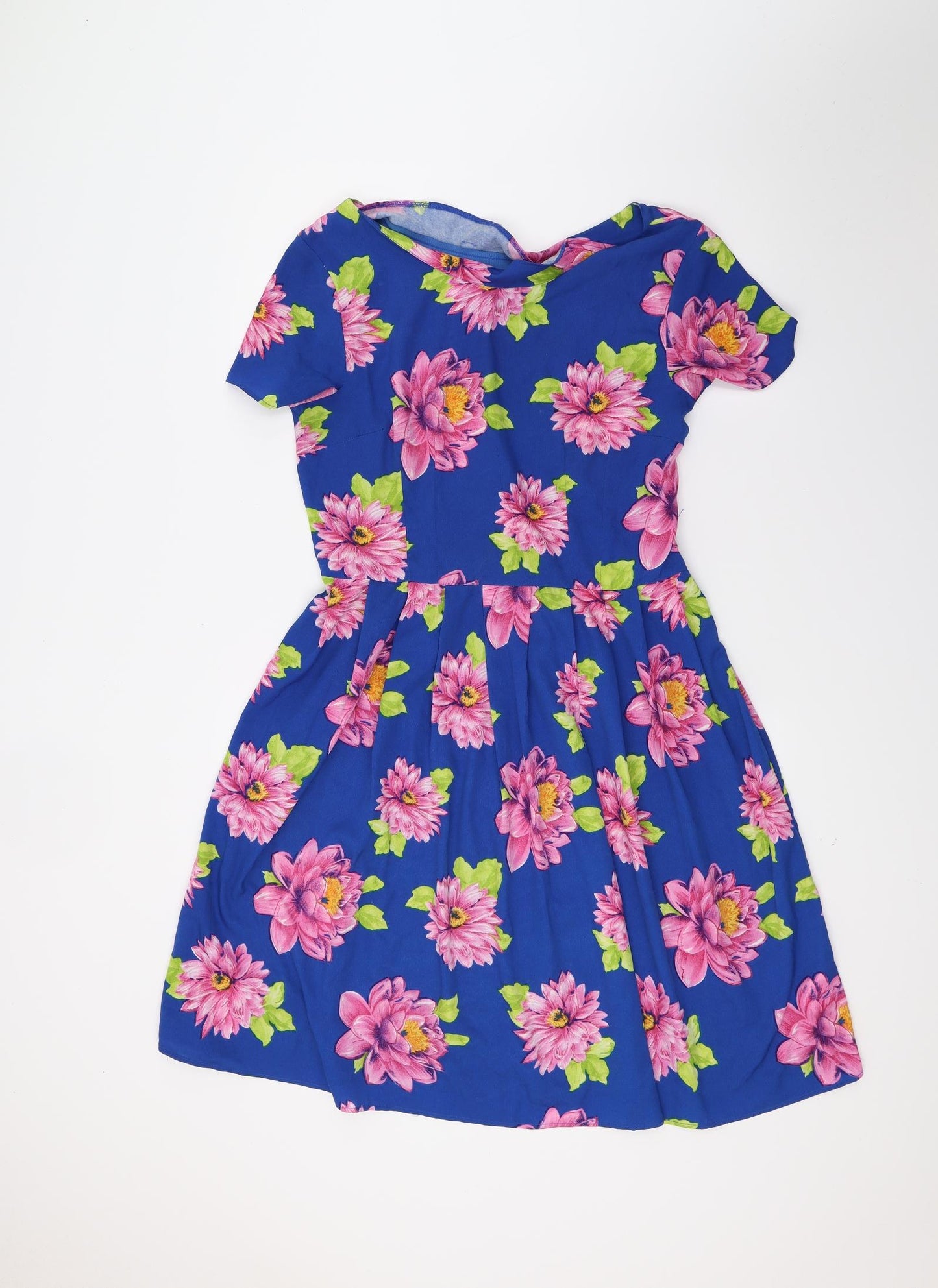 Peacocks Womens Blue Floral  A-Line  Size 12
