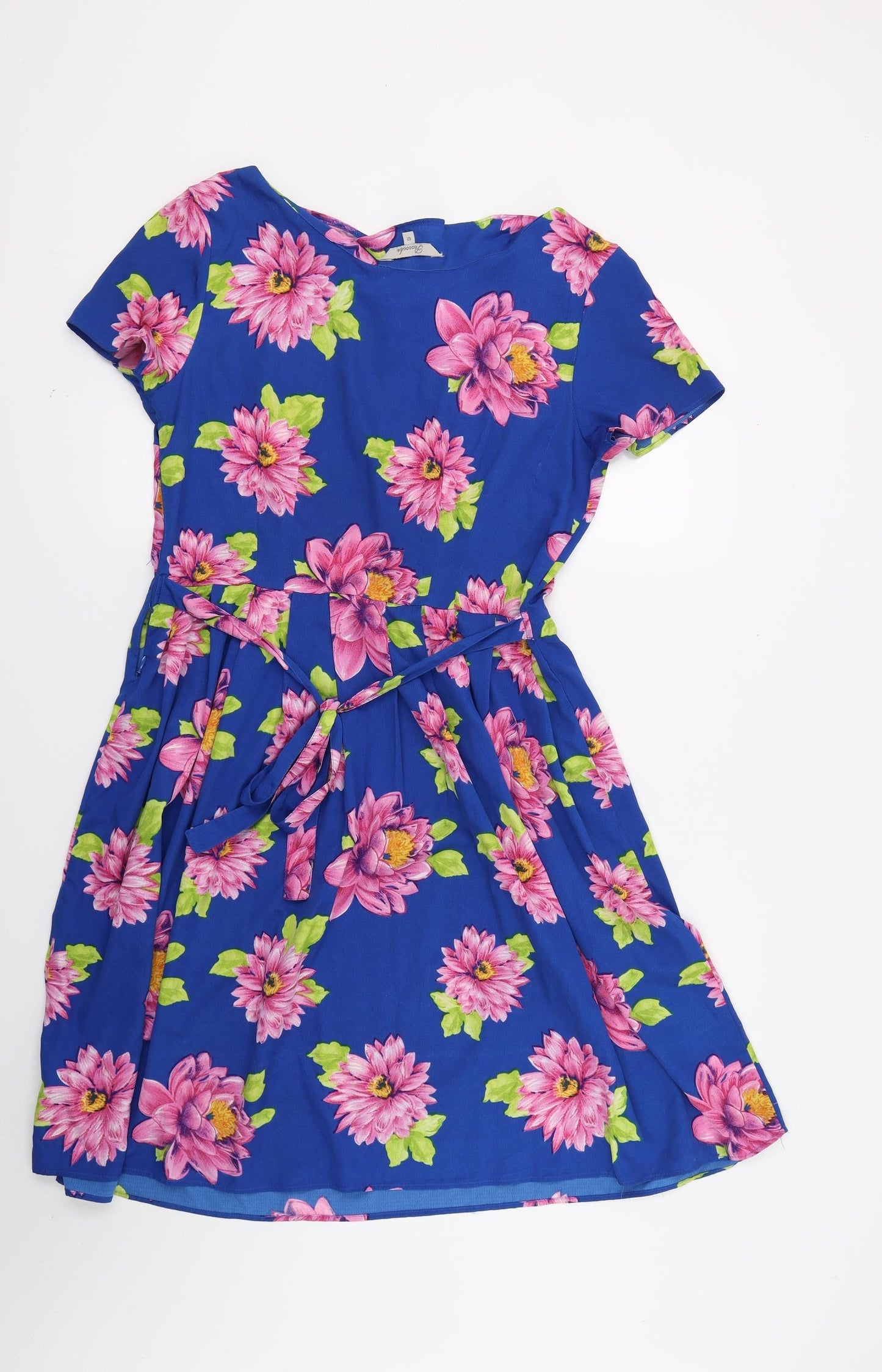 Peacocks Womens Blue Floral  A-Line  Size 12