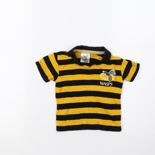 Wasps Boys Black Striped  Basic Polo Size 6-9 Months  - Wasps Rugby