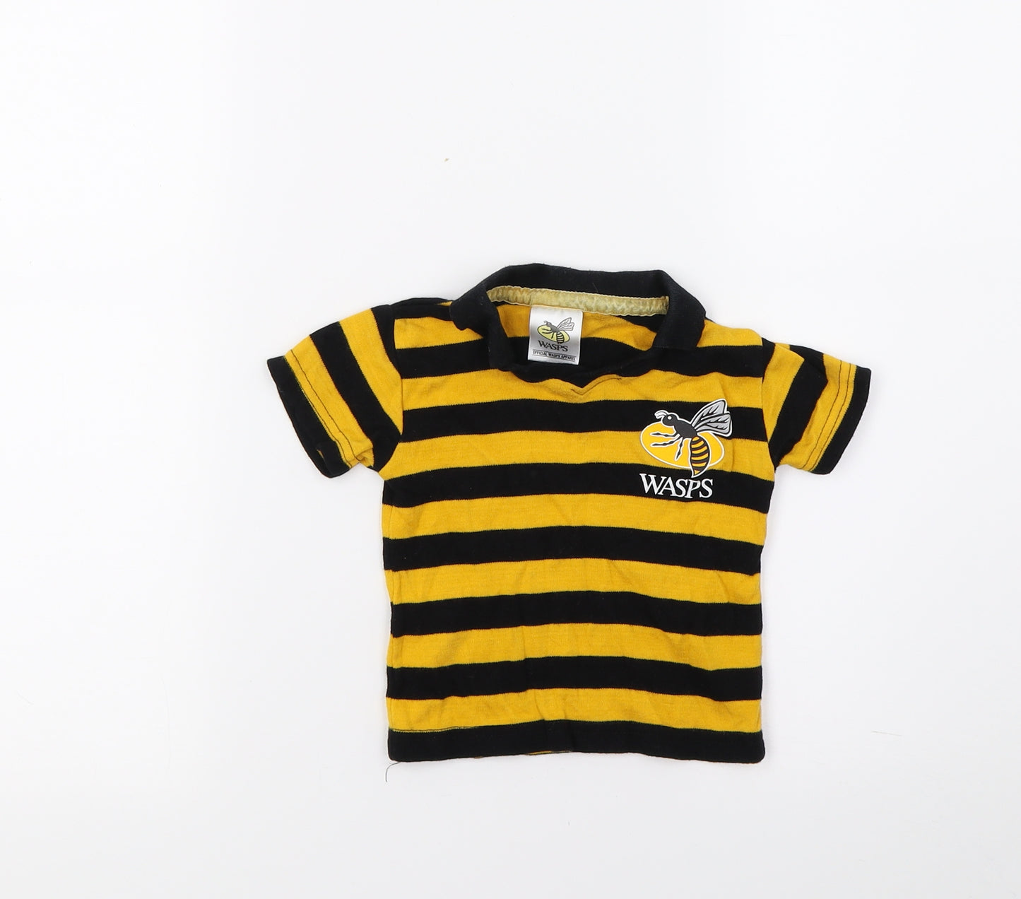 Wasps Boys Black Striped  Basic Polo Size 6-9 Months  - Wasps Rugby