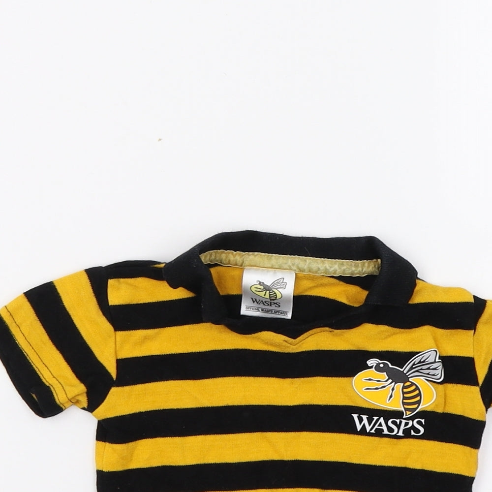 Wasps Boys Black Striped  Basic Polo Size 6-9 Months  - Wasps Rugby