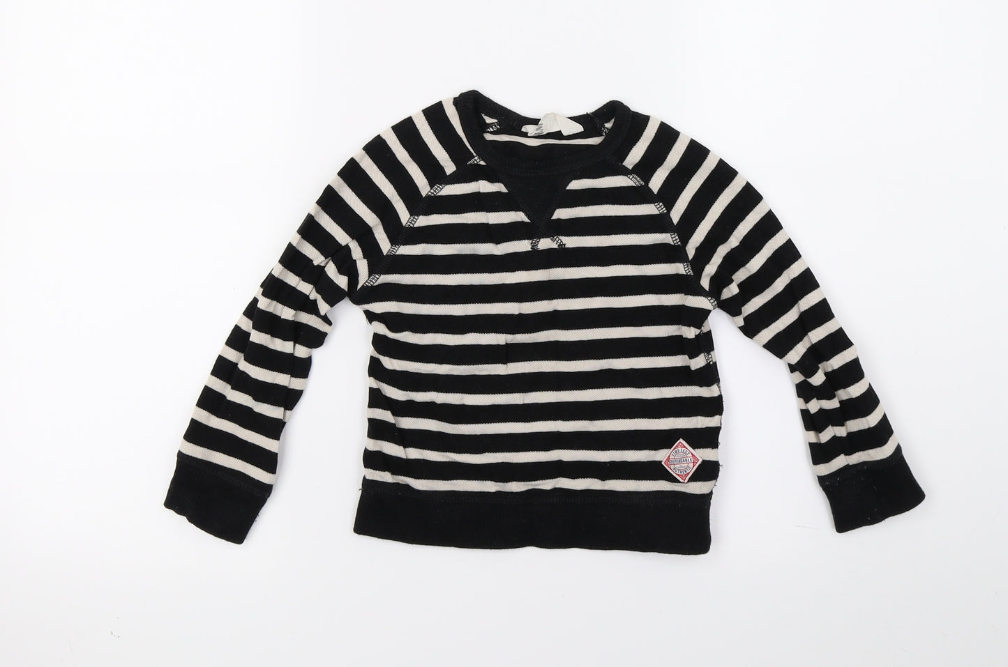 H&M Boys Black Striped  Pullover Jumper Size 3-4 Years