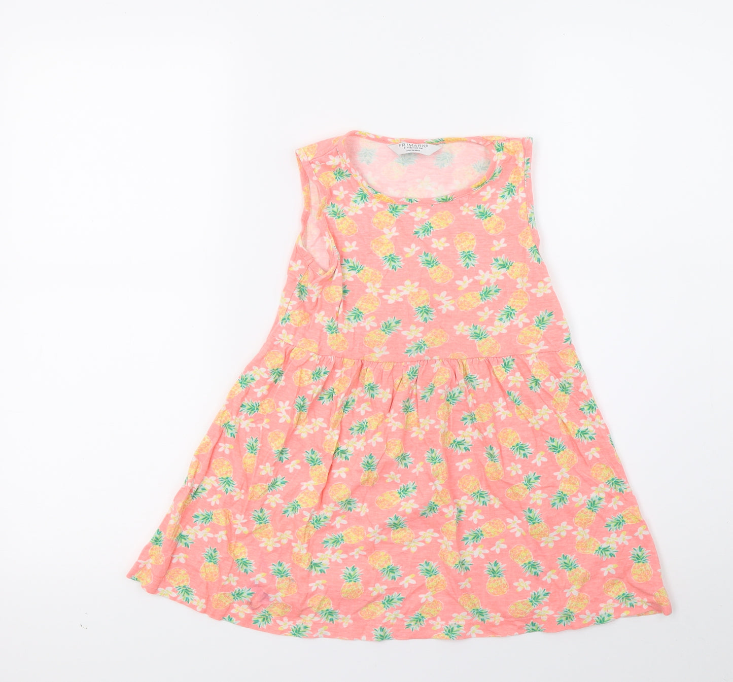 Primark Girls Orange Floral  A-Line  Size 6-7 Years