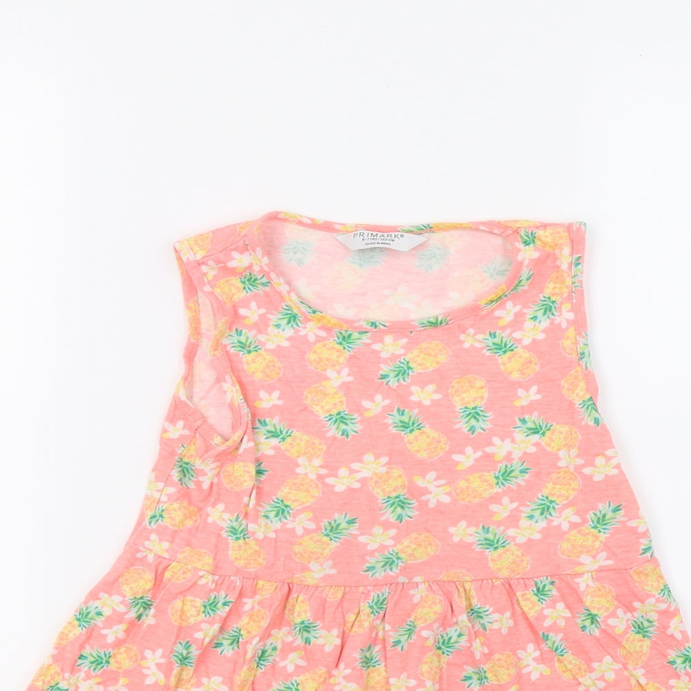 Primark Girls Orange Floral  A-Line  Size 6-7 Years