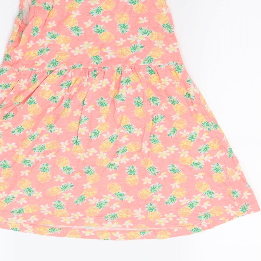 Primark Girls Orange Floral  A-Line  Size 6-7 Years