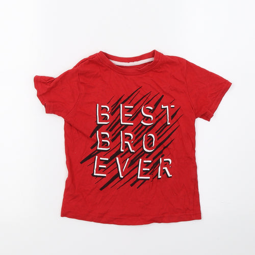 Primark Boys Red  Jersey Basic T-Shirt Size 2-3 Years  - Best Bro Ever