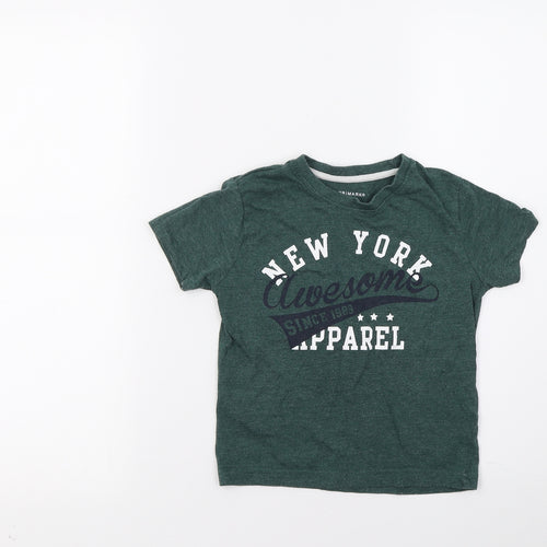 Primark Boys Green   Basic T-Shirt Size 3-4 Years  - New York