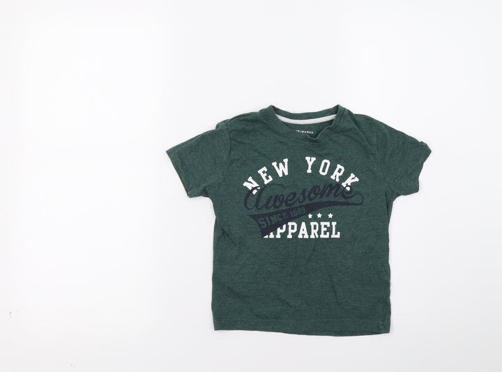 Primark Boys Green Basic T-Shirt Size 3-4 Years - New York