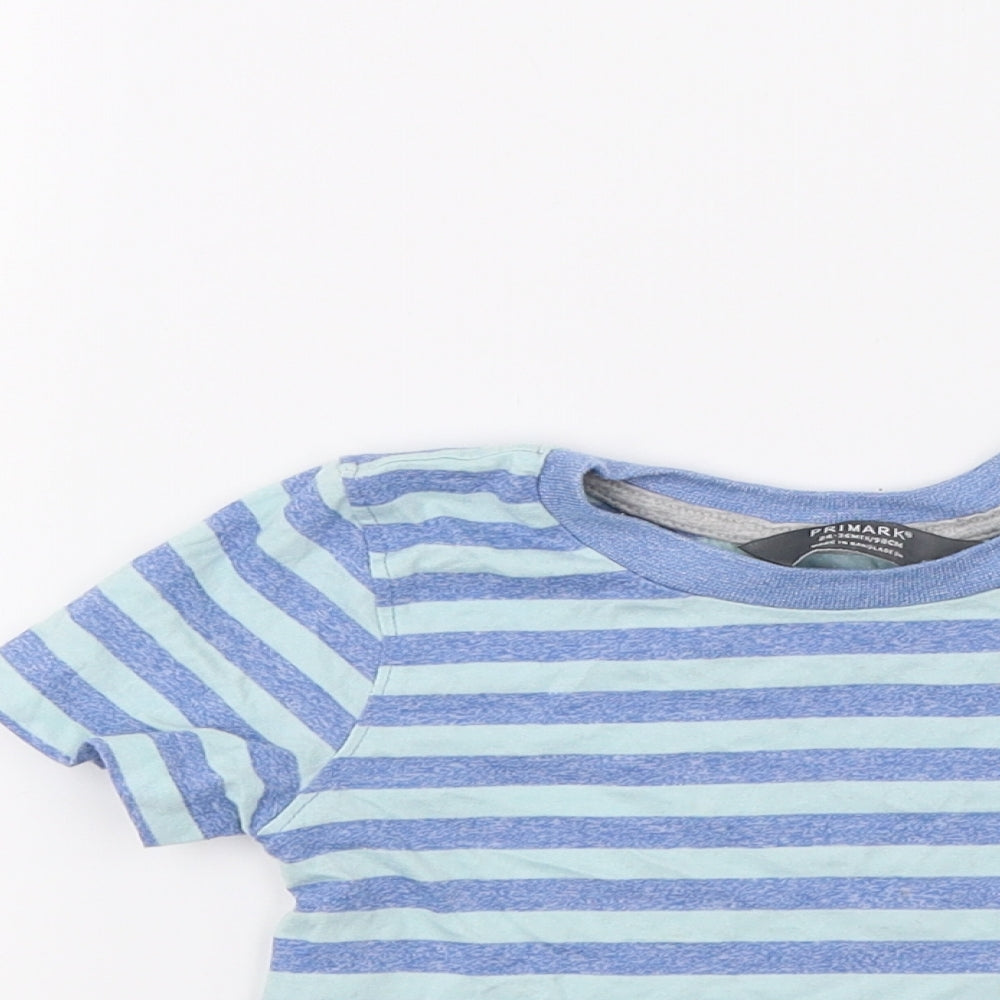 Primark Girls Blue Striped  Basic T-Shirt Size 2-3 Years