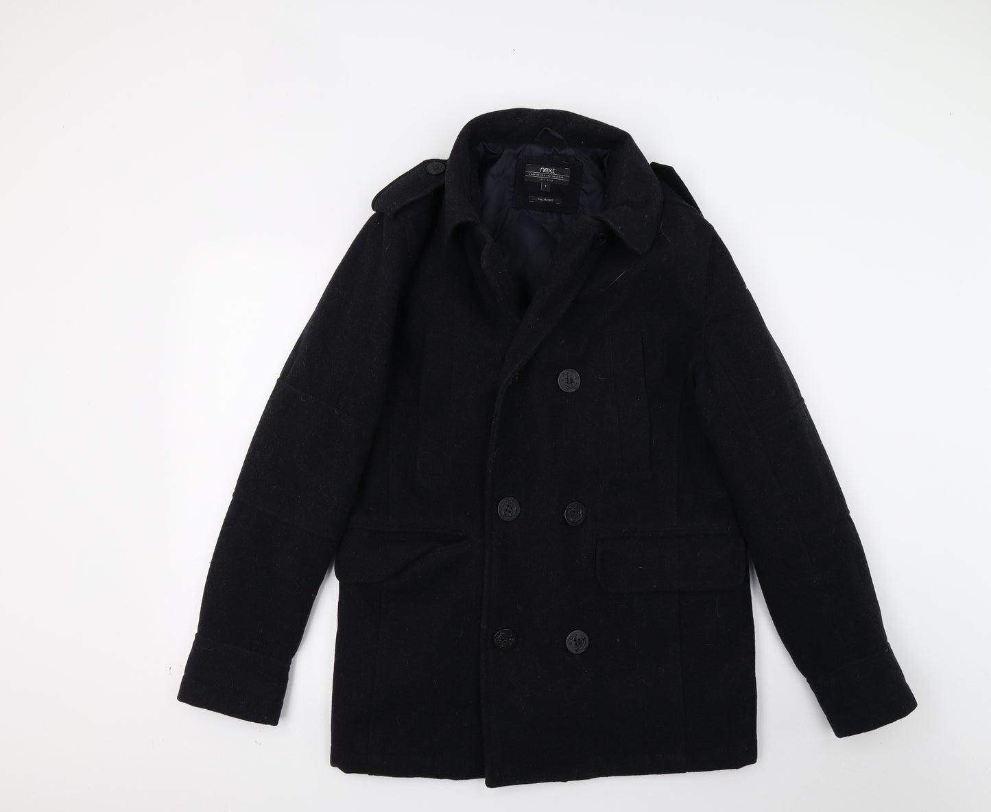NEXT Mens Black   Pea Coat Coat Size S